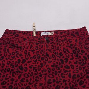 Royalty For Me Mid Rise Casual Button Zip Medium Wash Pants Womens Size 14 Red
